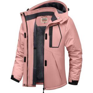 Women's Pink  Waterproof Ski Jacket Warm Winter Coats Windproof with Hood